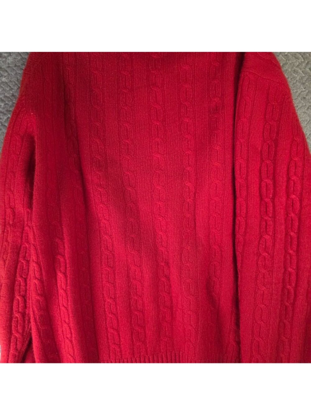 Grant Thomas Mens XL Red Cashmere Cable Knit Sweater Two-Ply Soft Classic Style - Picture 9 of 9
